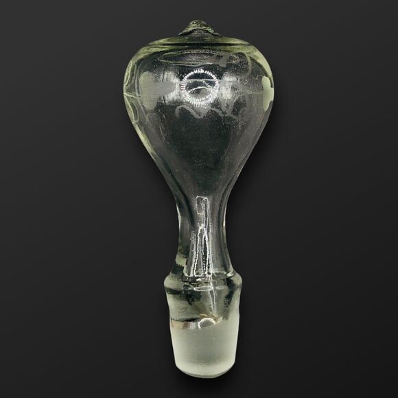 Hand Blown Hallow Clear Glass Decanter Stopper Etched Phallus Erotic Grapes 4” - Picture 6 of 10